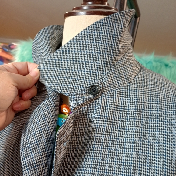 London Fog Men's Parliament Plush Gray Houndstooth Trench Coat Size 40 Reg - Picture 9 of 15